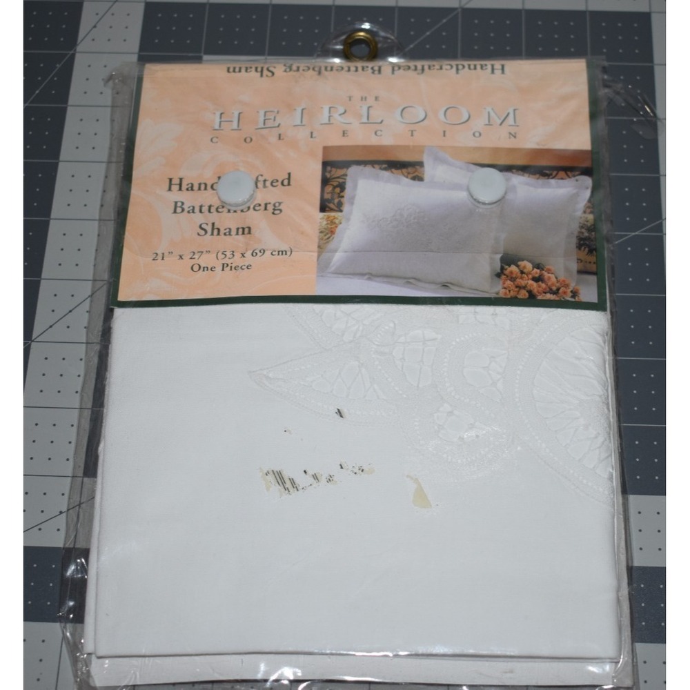 Battenburg Lace Pillow Sham 21"x27"‎ White 100% Cotton Heirloom Collection New